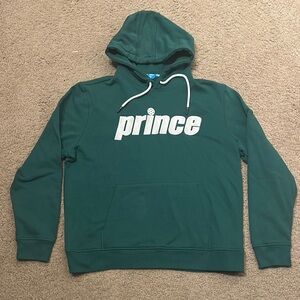 Prince Mens Pickleball Green Logo Hoodie Fleece Pullover Sweatshirt Size L